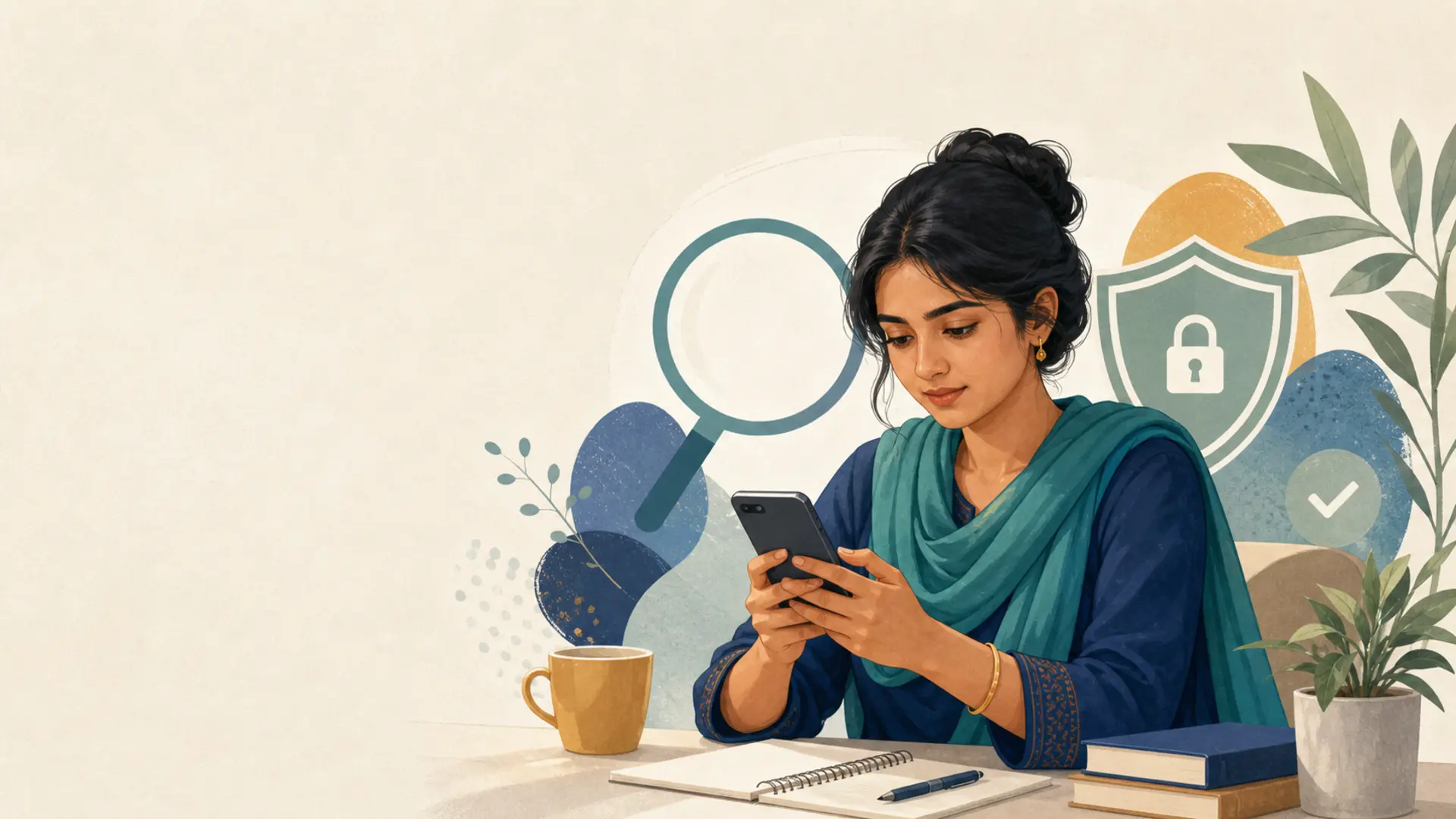 একজন ব্যবহারকারী ফোনের তথ্য ও নিরাপত্তা যাচাই করছেন